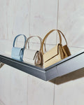 Ostrich-Embossed Convertible Shoulder Bag