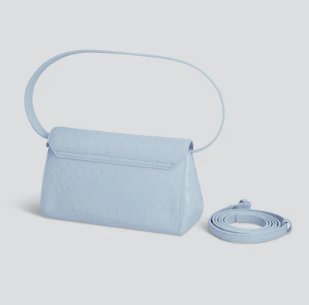 Ostrich-Embossed Convertible Shoulder Bag