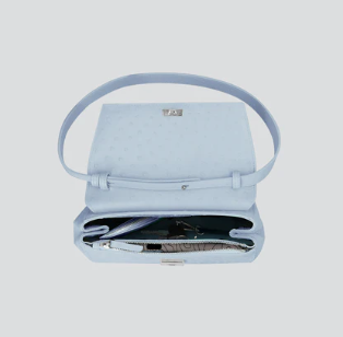 Ostrich-Embossed Convertible Shoulder Bag