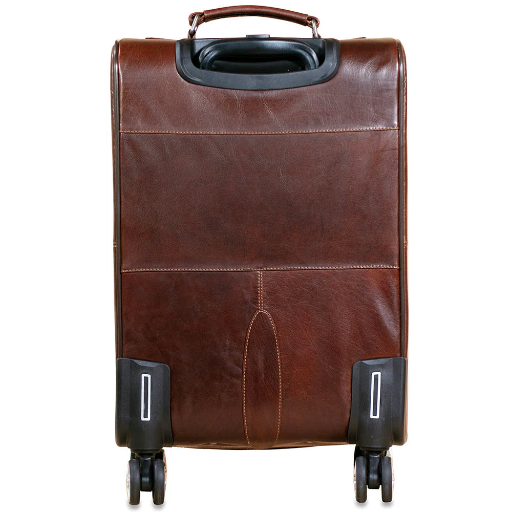 Premium Leather Spinner Carry-On Luggage
