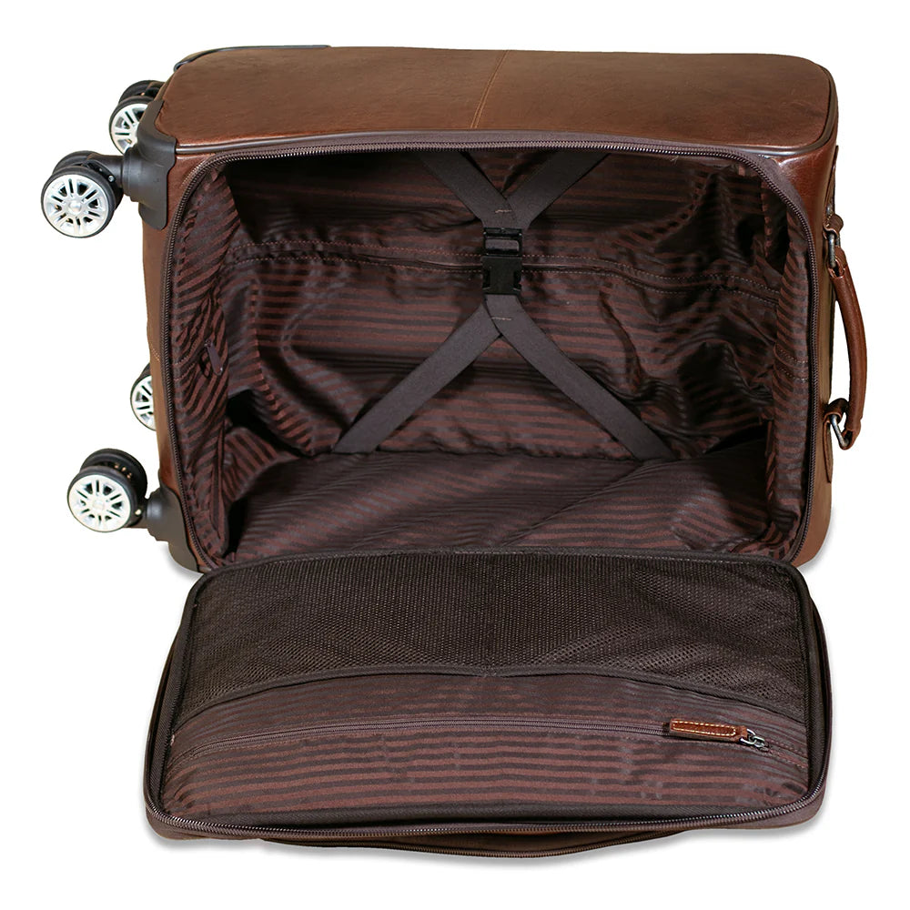 Premium Leather Spinner Carry-On Luggage