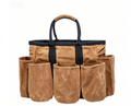 Waxed Canvas Multi-Pocket Utility Tote Bag