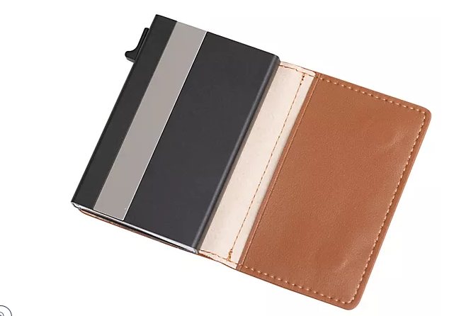 Slim RFID-Blocking Leather Card Holder Wallet