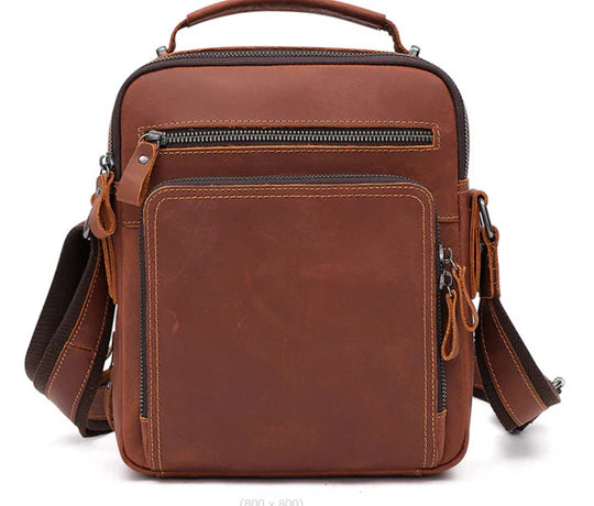 Vintage Leather Multi-Pocket Crossbody Bag for Everyday Carry