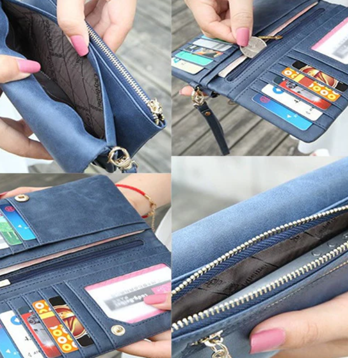 Multi-Compartment Wristlet Wallet Clutch