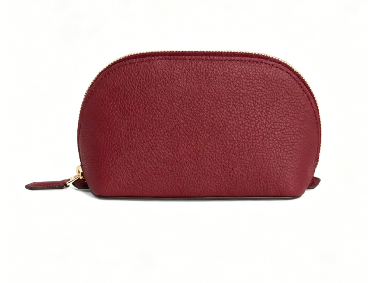 Sleek Leather Half-Moon Cosmetic Pouch